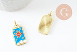 Pendentif rectangle mystique laiton doré 18k 26mm, x1 (G10048)