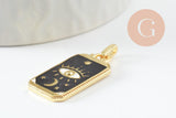 Pendentif rectangle mystique laiton doré 18k 26mm, x1 (G10048)