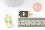 Pendentif rectangle mystique laiton doré 18k 26mm, x1 (G10048)