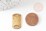 Pendentif rectangle soleil étoile laiton brut 25mm, x2 (G9706)
