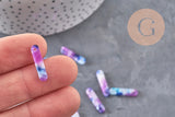 Pendentif rectangle violet bleu acétate 19.5mm, x10 (G3087)