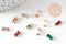 Pendentif rectangle doré 24 carats zircon multicolore,pendentif cristal, pendentif doré cristal, création bijoux,4x9mm, x10 (G3232)