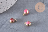 Pendentif regalite rouge, pierre brute,création bijoux, pendentif doré, pierre naturelle,régalite naturelle,12mm, x1 G3539