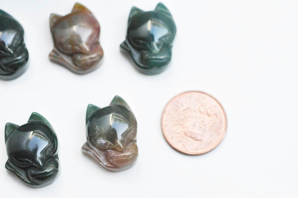 Pendentif renard agate indienne naturelle pour création de bijou en pierre, pendentif pierre ,23mm, x1 G4573