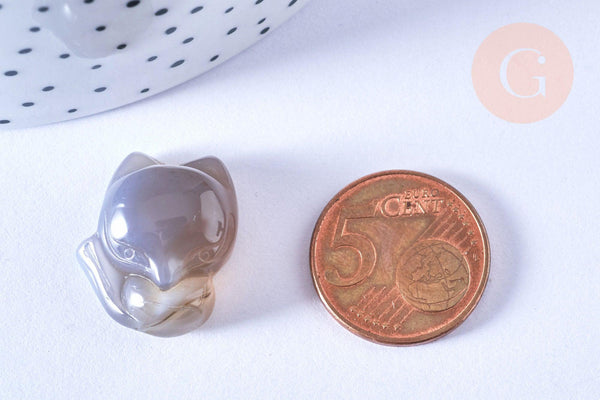 Pendentif renard agate naturelle pour création de bijou en pierre, pendentif pierre ,23mm, x1, G6650