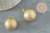 Pendentif rond Bola harmonie carillon en laiton doré sablé 22mm, x1 (G9506)