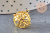 Pendentif rond Bola harmonie carillon laiton doré arbre de vie 17mm (DIAMETRE INTERIEUR 12 MM) sans carillon, x1 (G5989)