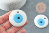 Pendentif rond Mauvais Oeil verre blanc 50mm, x1 (G9437)