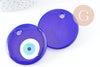 Pendentif rond Mauvais Oeil verre bleu roi 50mm, x1 (G9445)