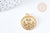 Pendentif rond Tête de Lion laiton doré 18K 22mm, fabrication bijoux fantaisie, x1 G8872