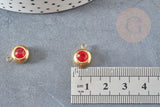 Pendentif rond acier doré 24 carats cristal rouge,pendentif cristal,12mm, x1 G4837