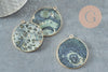 Pendentif rond agate folle verte, agate naturelle,agate folle,32mm, x1 G3080