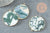 Pendentif rond agate verte mousse naturel laiton doré 32mm, x1 (G2988)