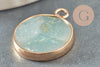 Pendentif rond amazonite naturelle laiton doré 20mm, x1 (G6319)
