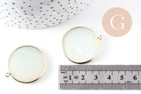 Pendentif rond amazonite naturelle laiton doré 32mm, x1 (G1832)