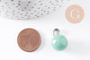 Pendentif rond aventurine verte naturelle acier inoxydable platine 17mm, x1 (G10069)