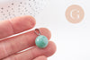Pendentif rond aventurine verte naturelle acier inoxydable platine 17mm, x1 (G10069)