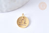 Pendentif rond constellation acier 304 inoxydable doré IP 12x1mm, x1 (G7506)