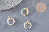 Pendentif rond cristal irisé laiton doré 17mm, x1 (G3516)
