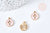 Pendentif rond croix zamac doré émail rose 15mm,pendentif doré pour création de bijoux, x5 (G8417)
