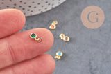 Pendentif rond doré 24 carats cristal multicolore,pendentif cristal doré ,6.5mm, x10 (G3323)
