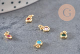 Pendentif rond doré 24 carats cristal multicolore,pendentif cristal doré ,6.5mm, x10 (G3323)