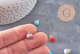 Pendentif rond doré carats cristal multicolore 12mm, x10 (G5251)