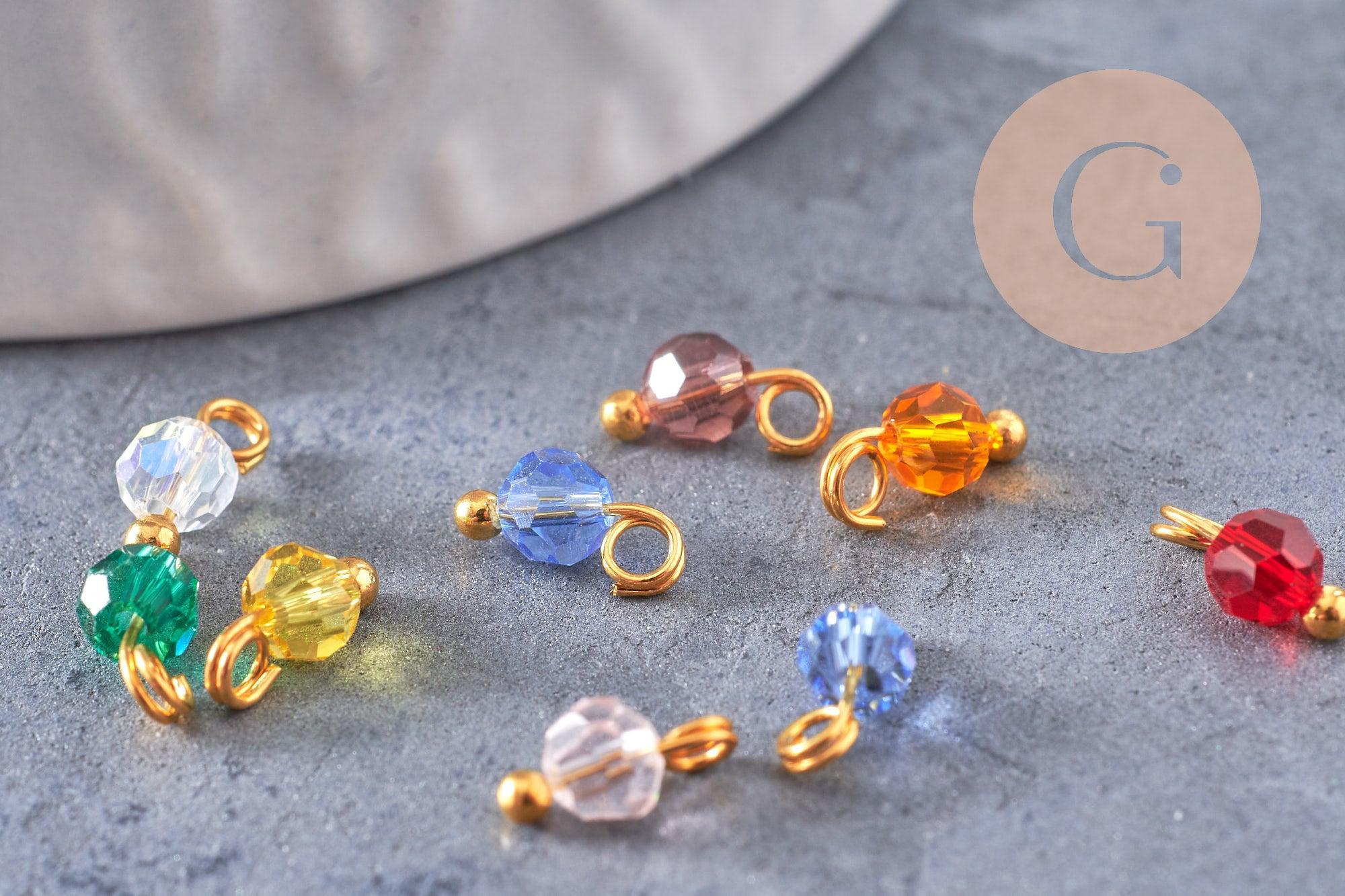 Pendentif rond doré carats cristal multicolore transparent 8mm,création bijoux, X9 (G6222)