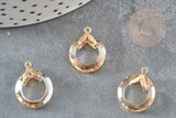 Pendentif rond doré cristal beige irisé 17mm, x1 (G3517)