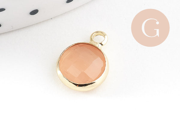 Pendentif rond doré cristal,fournitures créatives,pendentif cristal coloré,12mm, x1 (G5039)