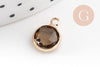Pendentif rond doré cristal,fournitures créatives,pendentif cristal coloré,12mm, x1 (G5039)