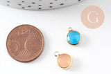 Pendentif rond doré cristal,fournitures créatives,pendentif cristal coloré,12mm, x1 (G5039)