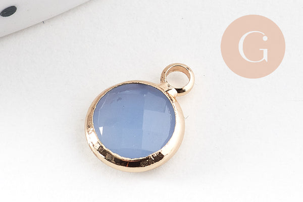 Pendentif rond doré cristal,fournitures créatives,pendentif cristal coloré,12mm, x1 (G5039)
