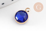 Pendentif rond doré cristal,fournitures créatives,pendentif cristal coloré,12mm, x1 (G5039)