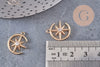 Pendentif rond étoile du nord laiton doré 18K zircon 18mm, un pendentif doré avec cristaux pour création bijoux, x1 G5514