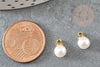 Pendentif rond imitation perle laiton doré 18K 10mm,x2 (G9365)