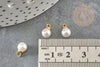 Pendentif rond imitation perle laiton doré 18K 10mm,x2 (G9365)