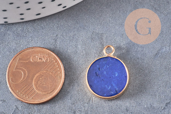 Pendentif rond jade bleu, naturel,pendentif rond,20.5mm, x1 G2173