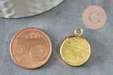 Pendentif rond jade naturel jaune 20.5mm, x1 (G2172)