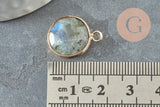Pendentif rond labradorite naturelle laiton doré 20mm, x1 (G1013)