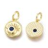 Pendentif rond laiton doré 18K émail oeil protecteur 10.7mm,x1 (G5648)