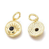 Pendentif rond laiton doré 18K émail oeil protecteur 10.7mm,x1 (G5648)