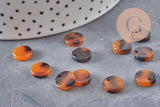 Pendentif rond marron acétate,perle acétate,connecteur plastique,10mm, x2 ou x10 (G2185)