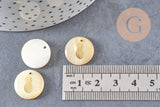 Pendentif rond nacre ananas,fourniture créative, pendentif ananas,coquillage blanc naturel,16mm,1 trou x10 (G0669)