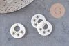 Pendentif rond nacre blanche étoile, pendentif coquillage, coquillage beige,coquillage naturel,création bijoux,18mm, x 2 G4170
