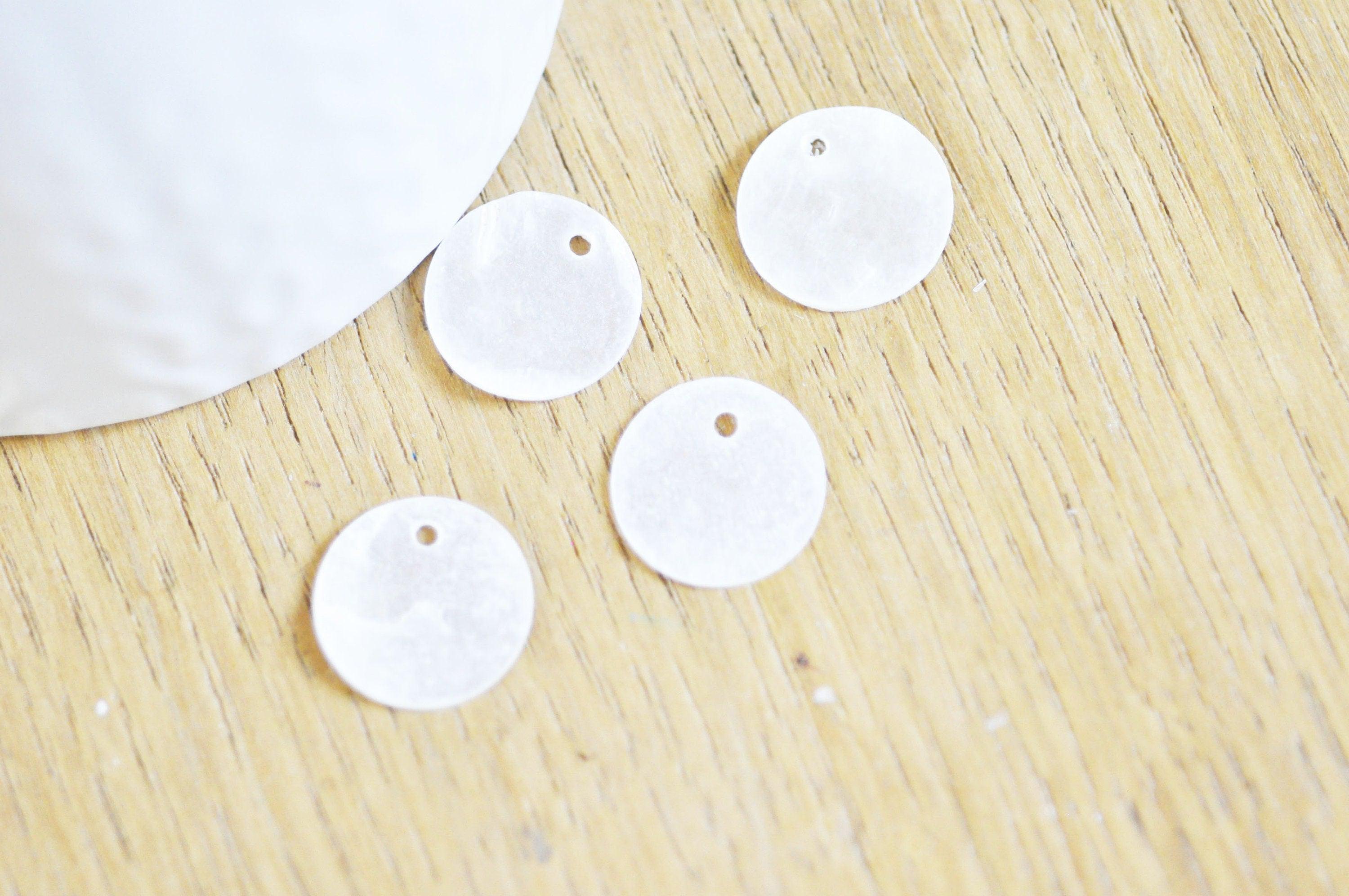 Pendentif rond nacre blanche, pendentif coquillage blanc, coquillage naturel,création bijoux, 20mm, x10 G3095