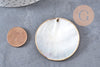 Pendentif rond nacre noire doré, pendentif coquillage, coquillage noir, coquillage naturel,45mm, x1 (G5413)