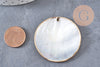 Pendentif rond nacre noire doré, pendentif coquillage, coquillage noir, coquillage naturel,45mm, x1 (G5413)