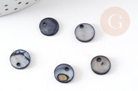 Pendentif rond nacre noire, pendentif coquillage, coquillage noir, 10mm, x10 (G1075)