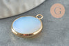 Pendentif rond opalite laiton doré 20mm, x1 (G1234)
